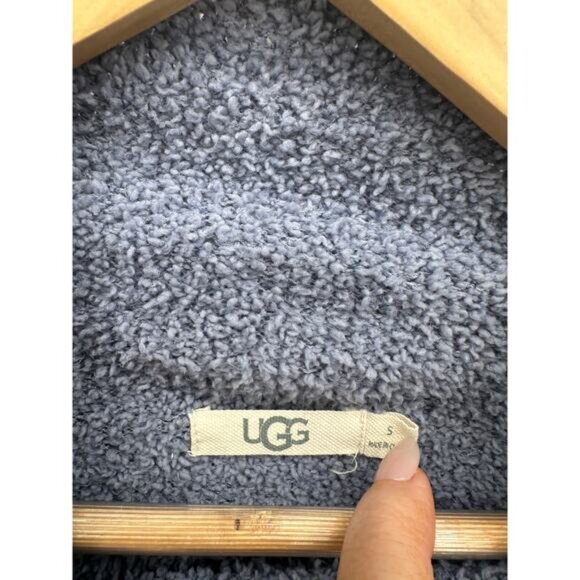 UGG Sweater Women Small Blue Sage Fluffy Turtleneck 1018963 Mock Neck Pullover - Picture 5 of 10